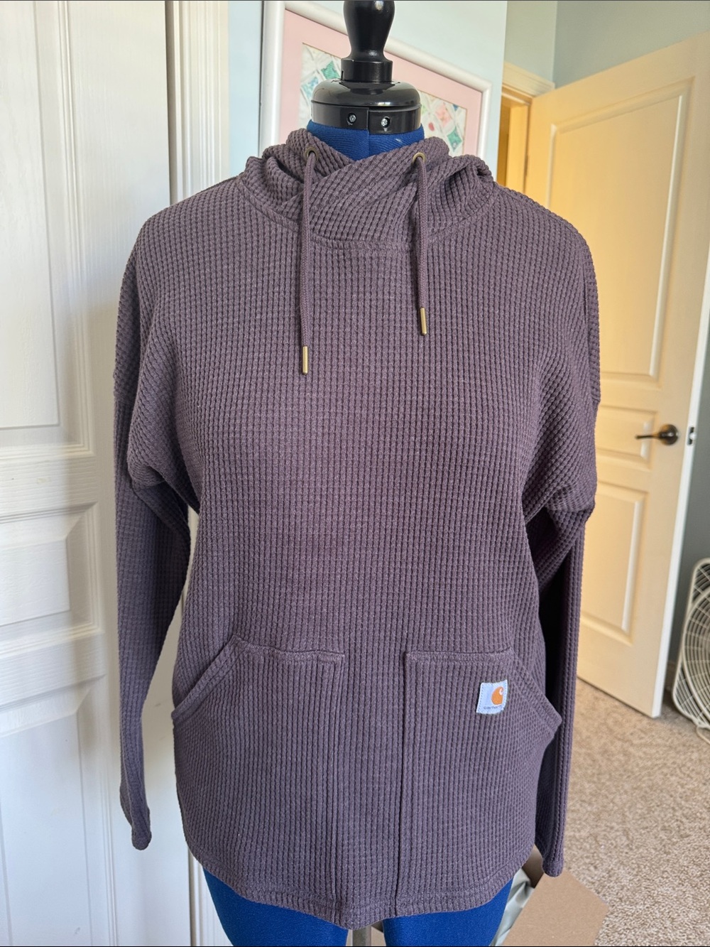 Carhartt Men’s Waffle Knit Hoodie Sweater — Plum